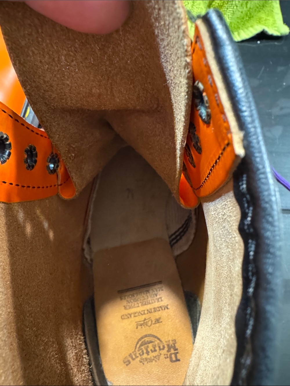 Dr. Martens Made in England Vintage Orange Leather Combat Boots Y2K rare 7.5UK - Picture 11 of 17